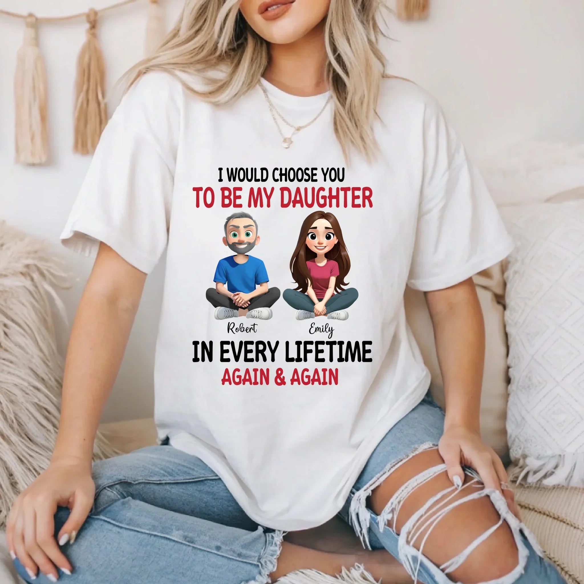 Custom Father Daughter Personalized Names Characters - Adult & Kids T-Shirts, Sweatshirts & Hoodies apparel design preview 1