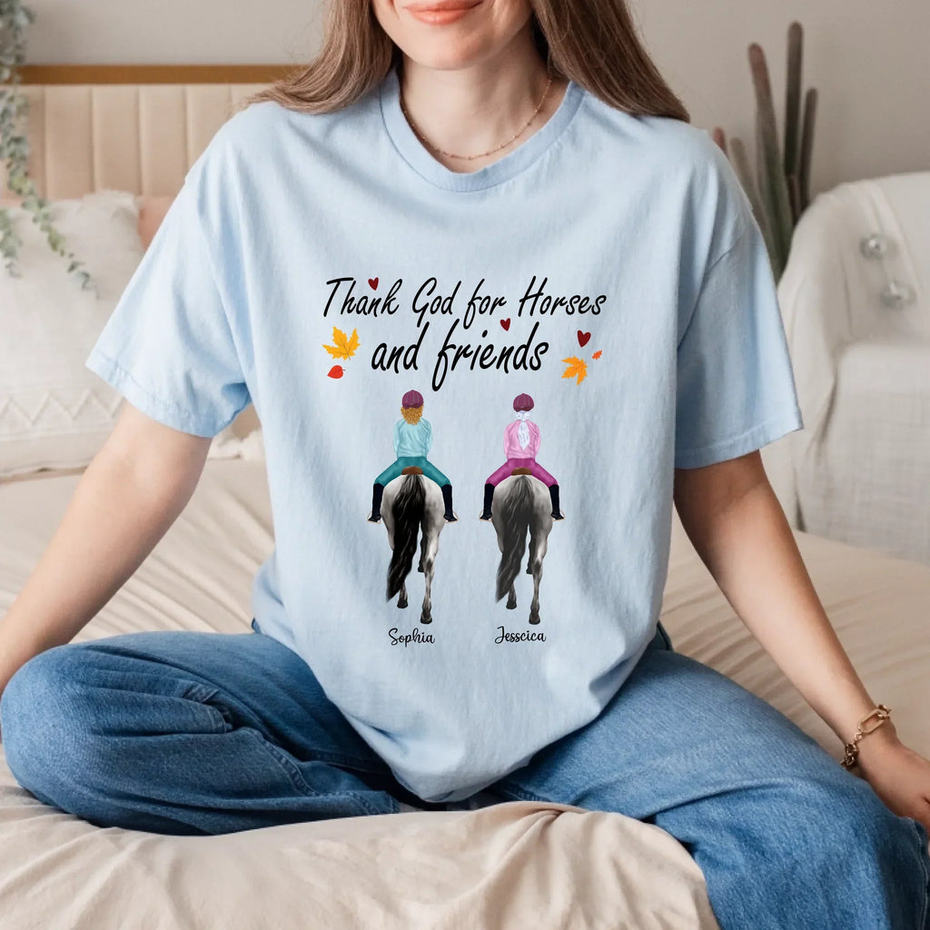 Personalized Horse Riding Custom Friends Names "Thank - Adult & Kids T-Shirts, Sweatshirts & Hoodies apparel design preview 1