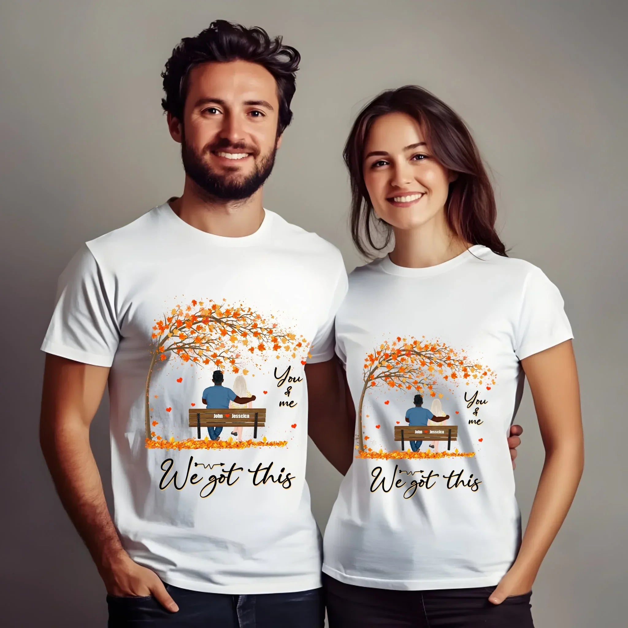 Personalized Couple Fall Custom Names Characters - Adult & Kids T-Shirts, Sweatshirts & Hoodies apparel design preview 1
