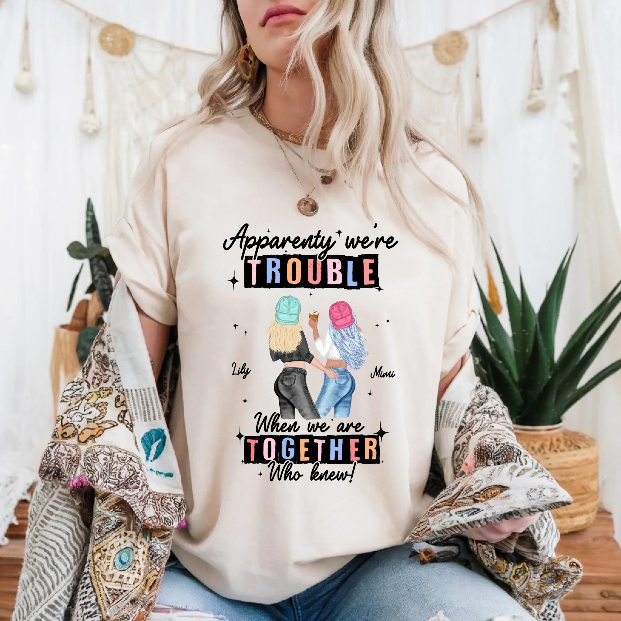 Personalized Best Friend Apparently We'Re Trouble - Adult & Kids T-Shirts, Sweatshirts & Hoodies apparel design preview 1
