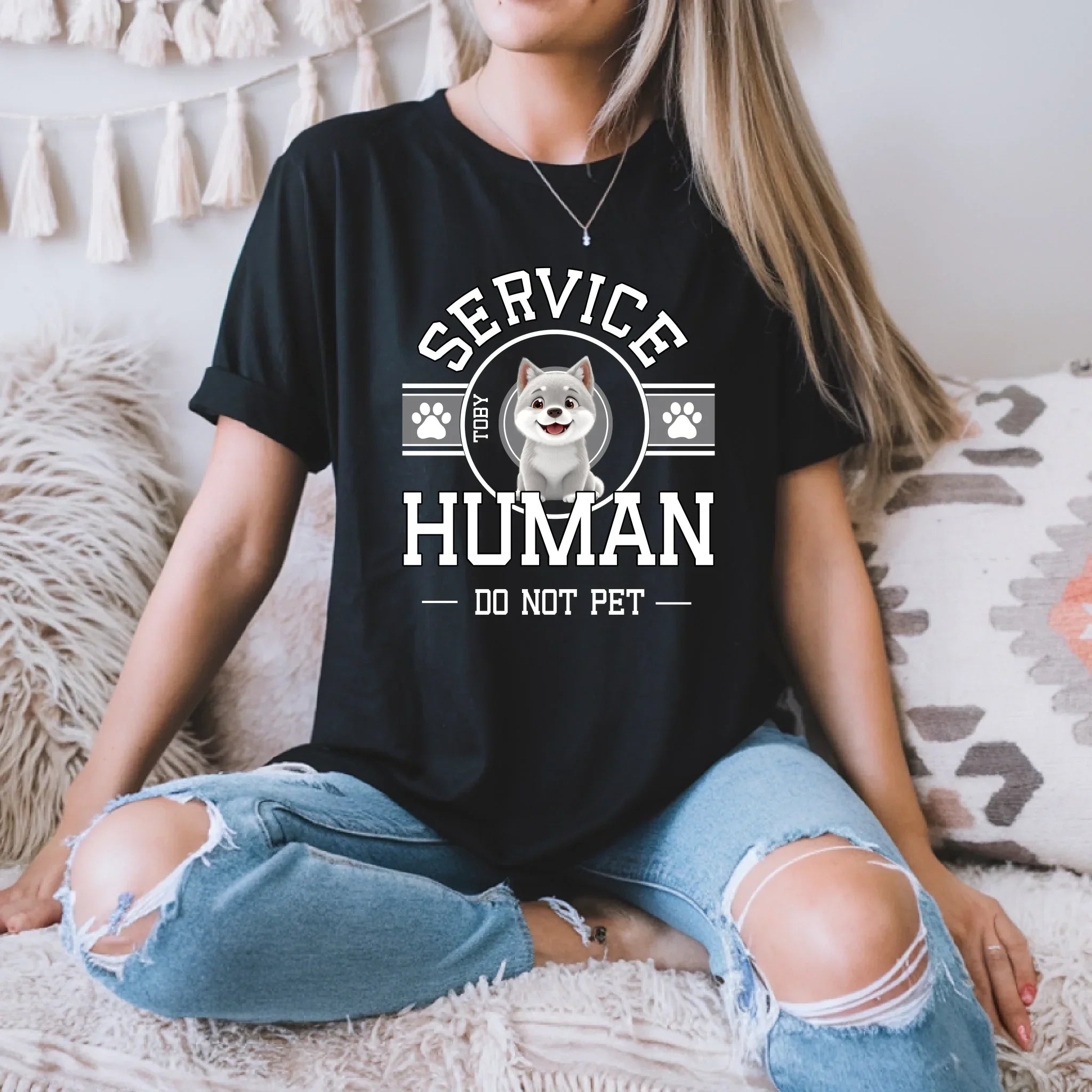 Custom Dog Service Human Funny Pet Owner Do Not - Adult & Kids T-Shirts, Sweatshirts & Hoodies apparel design preview 1