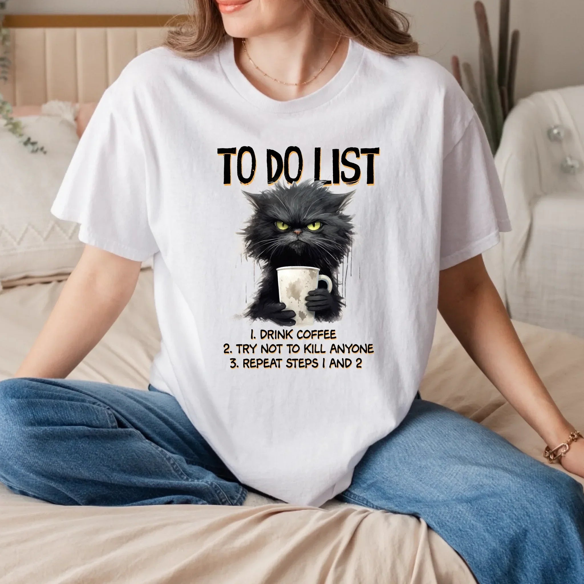 Funny Cat Coffee Do List" Sarcastic - Adult & Kids T-Shirts, Sweatshirts & Hoodies apparel design preview 1