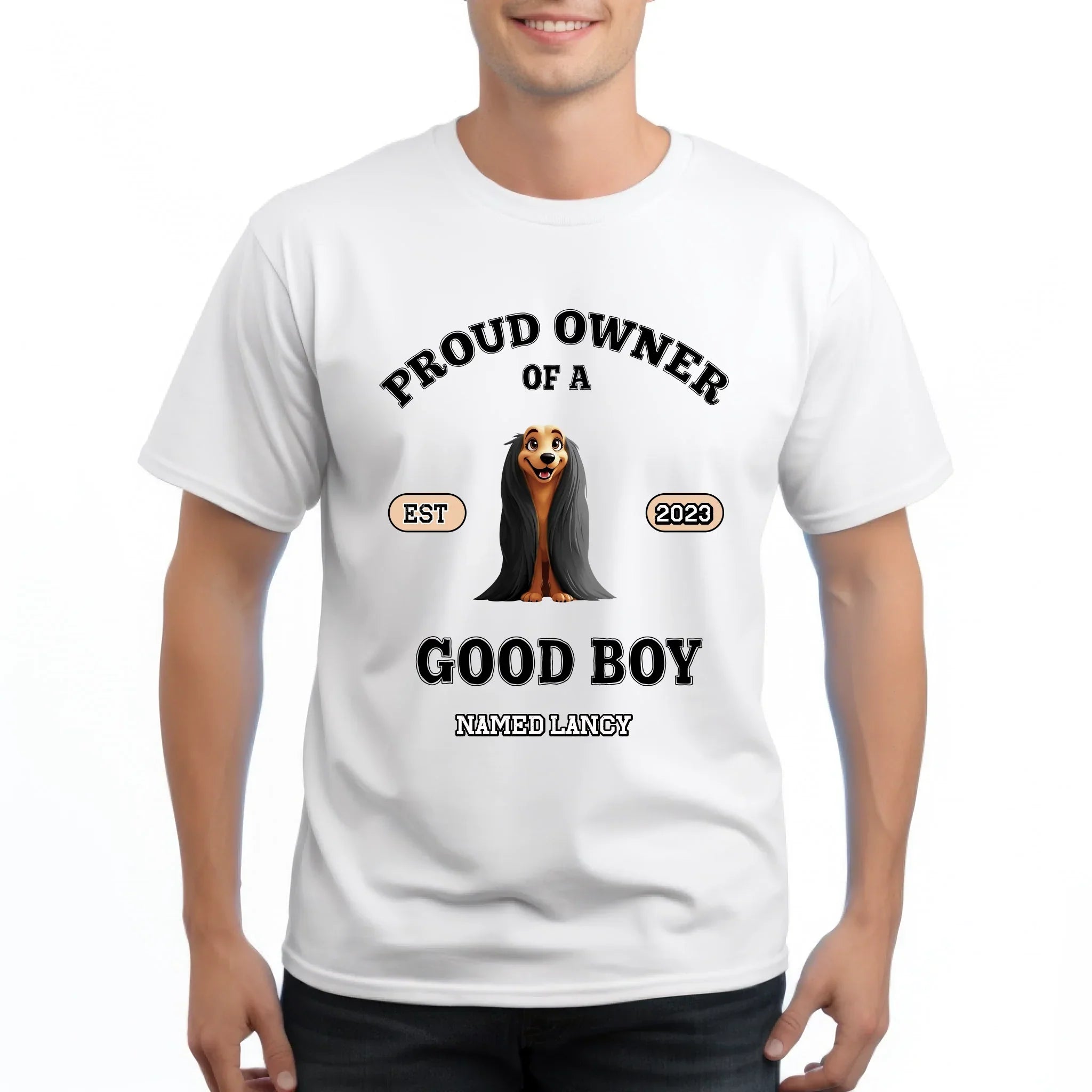 Custom Pet Proud Owner Good Boy Personalized Year - Adult & Kids T-Shirts, Sweatshirts & Hoodies apparel design preview 1