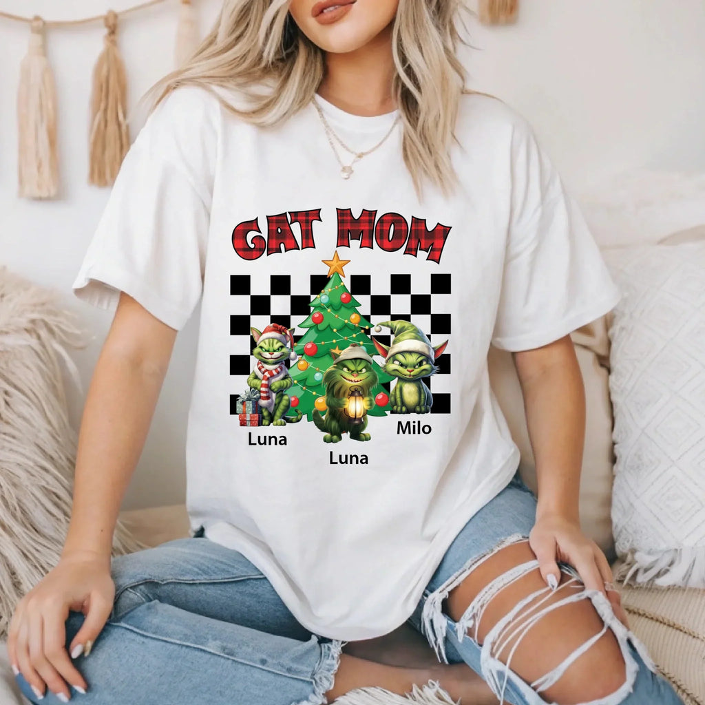 Personalized Cat Mom Custom Names Festive - Adult & Kids T-Shirts, Sweatshirts & Hoodies apparel design preview 1