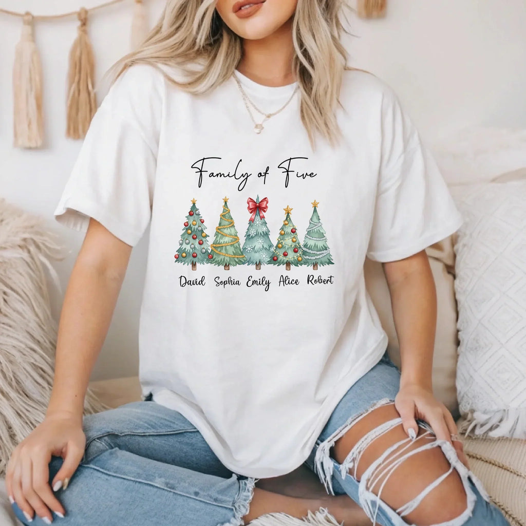 Personalized Family Custom Trees Names Five" - Adult & Kids T-Shirts, Sweatshirts & Hoodies apparel design preview 1