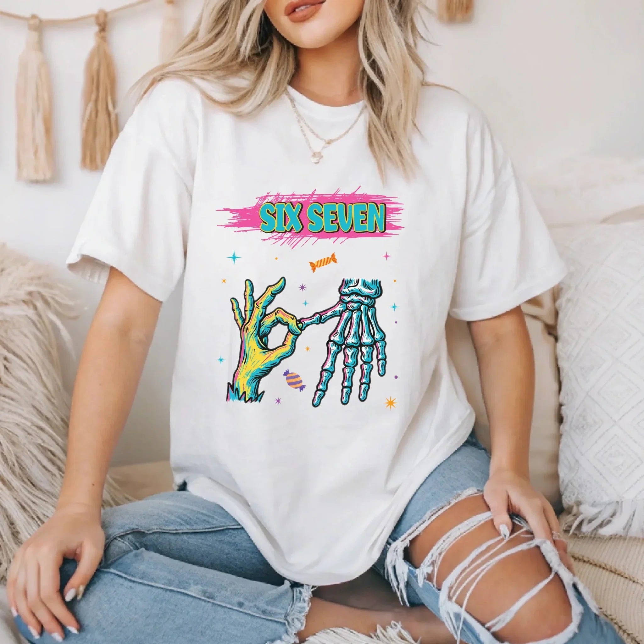 "SIX SEVEN" Streetwear Cool Halloween Candy Hand - Adult & Kids T-Shirts, Sweatshirts & Hoodies apparel design preview 1