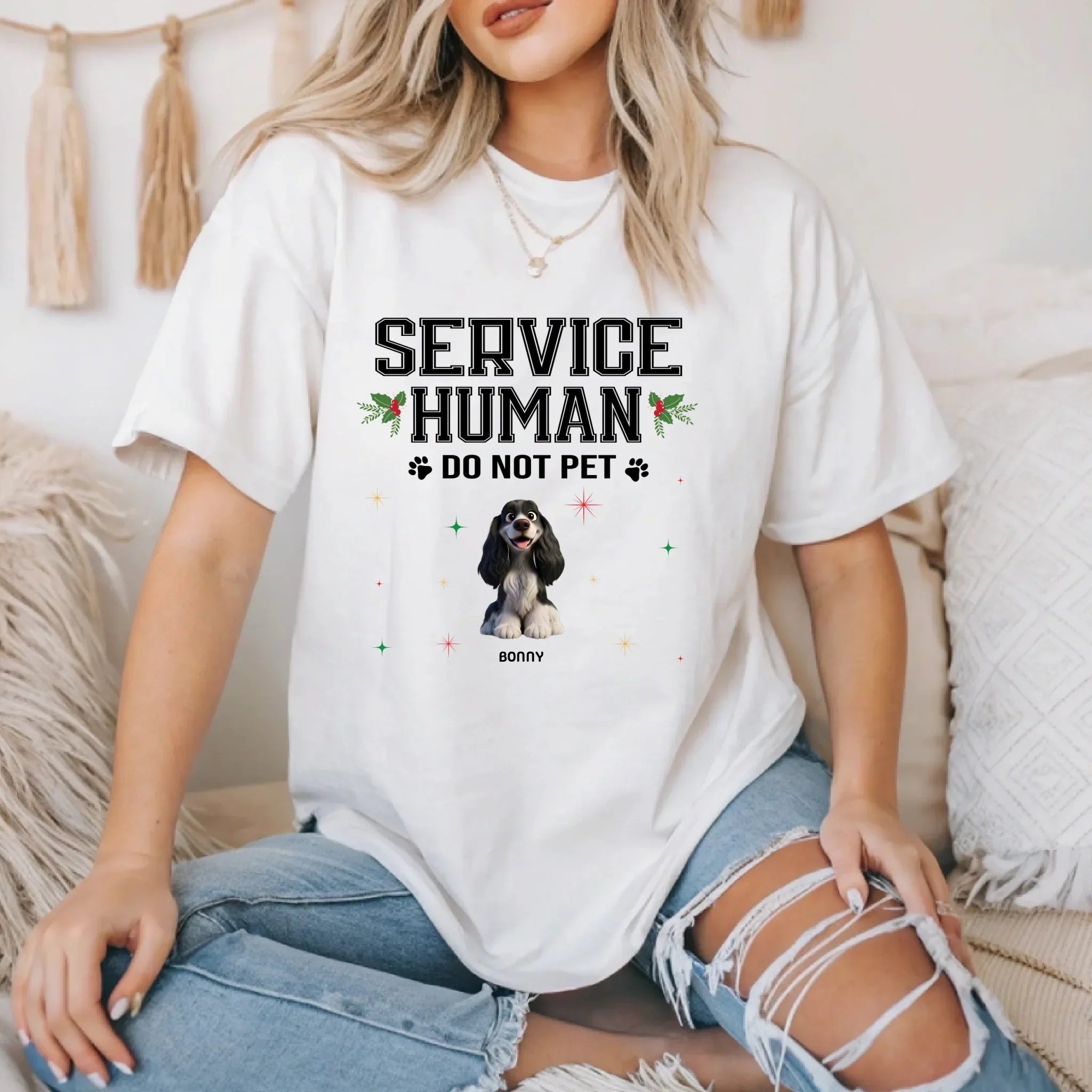 Personalized "Service Human Do Not Pet" Custom Dog - Adult & Kids T-Shirts, Sweatshirts & Hoodies apparel design preview 1