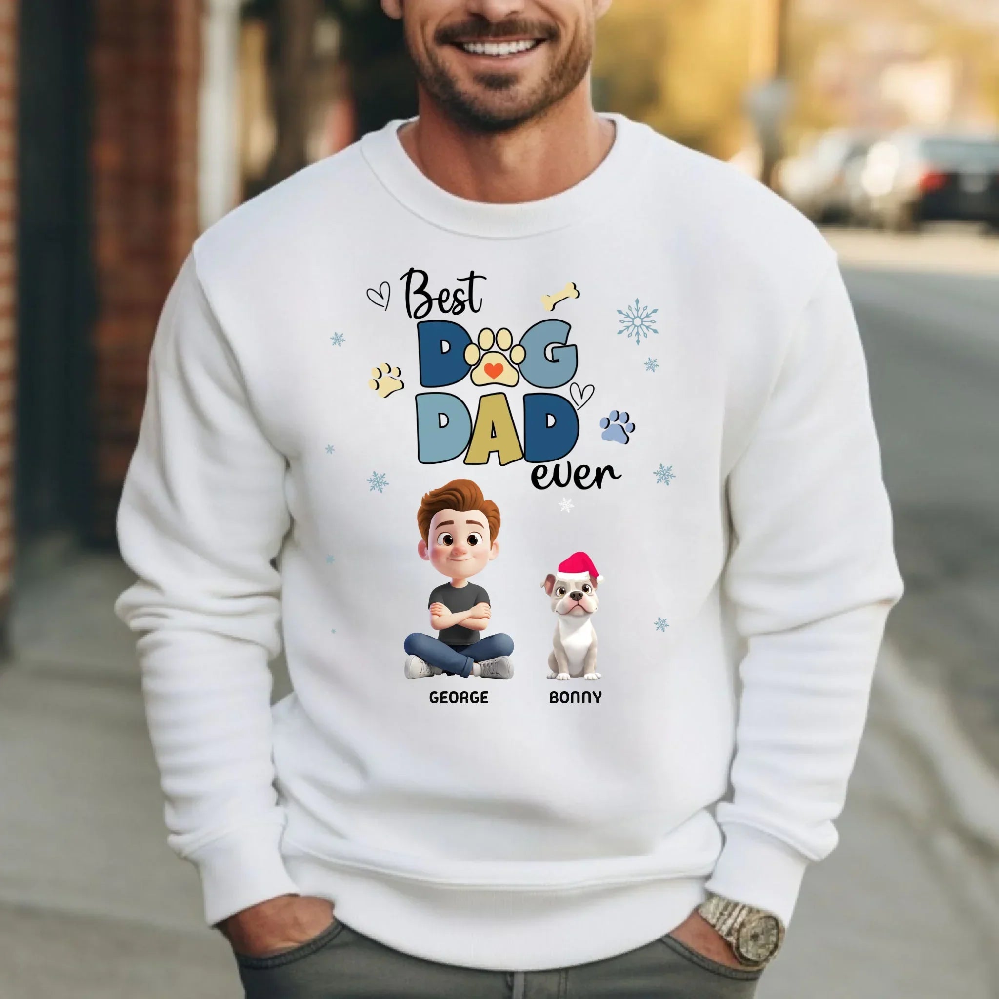 Personalized "Best Dog Dad Ever" Custom Dogs Breeds - Adult & Kids T-Shirts, Sweatshirts & Hoodies apparel design preview 1