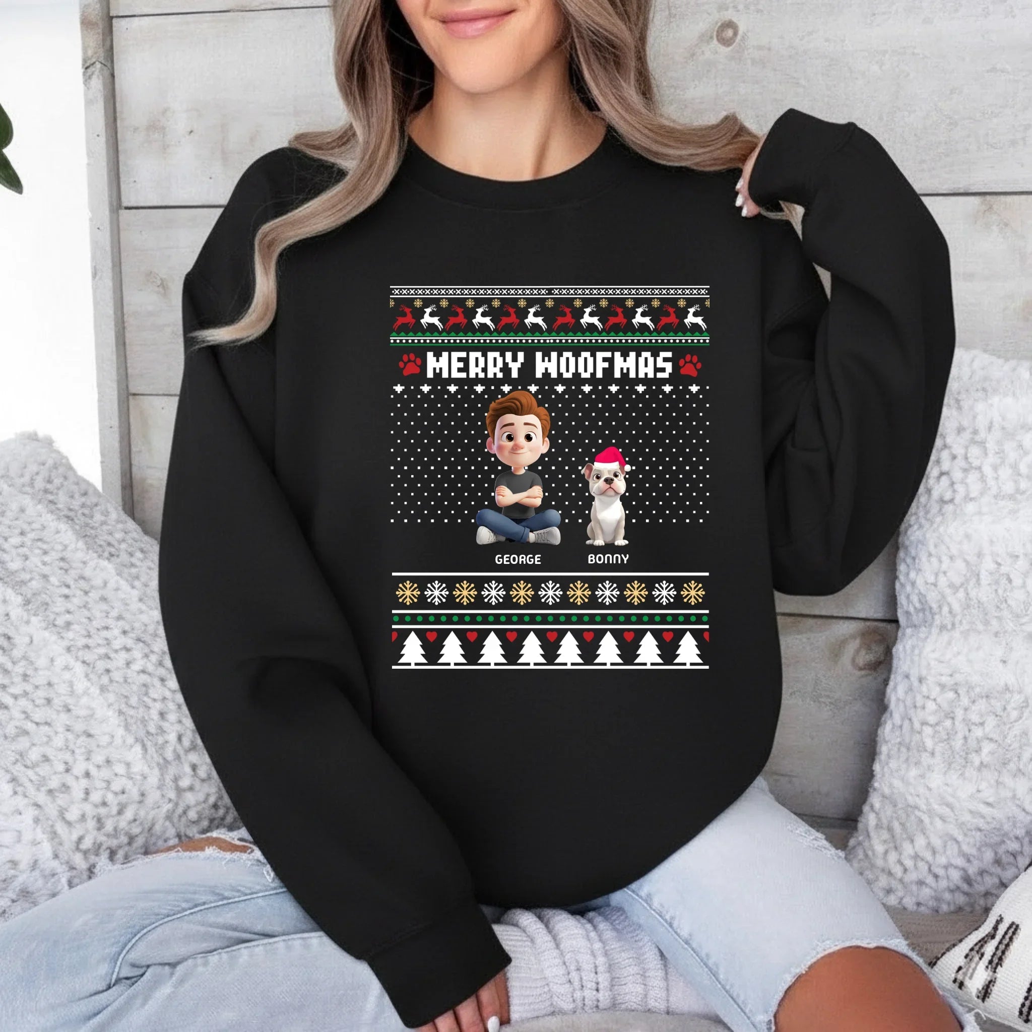 "Merry Woofmas" Custom Personalized Dog Lover - Adult & Kids T-Shirts, Sweatshirts & Hoodies apparel design preview 1