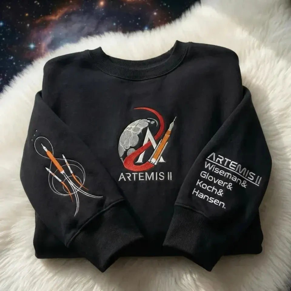 Artemis II Astronaut Moon Landing Embroidered NASA - Adult & Kids T-Shirts, Sweatshirts & Hoodies apparel design preview 1
