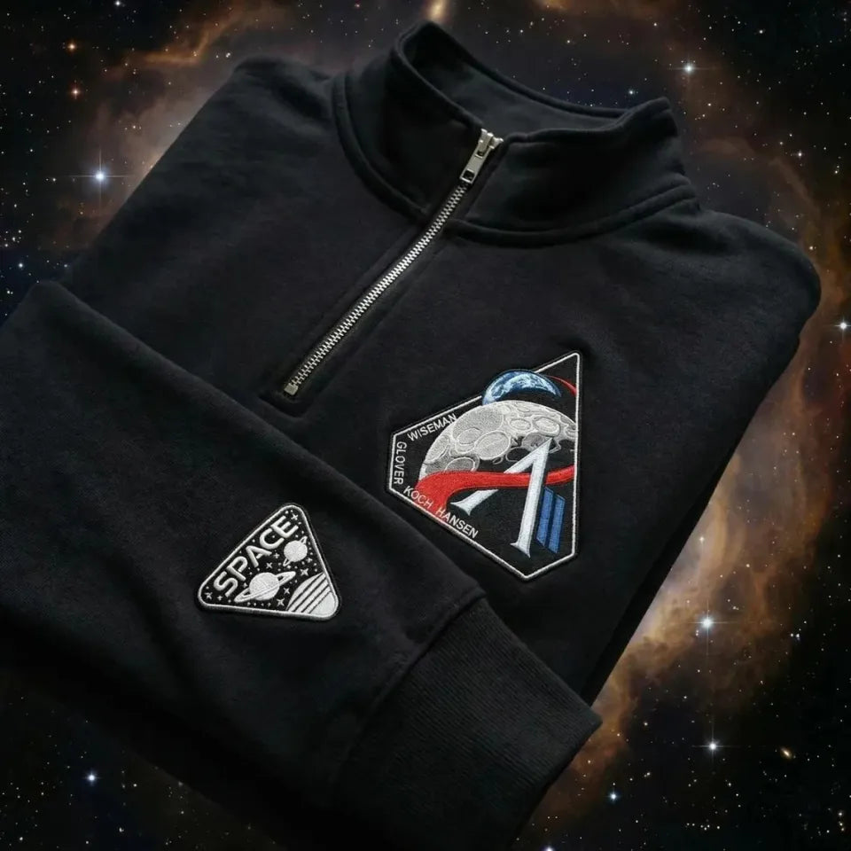 Artemis II Mission Embroidered Quarter Zip Sweater, - Adult & Kids T-Shirts, Sweatshirts & Hoodies apparel design preview 1
