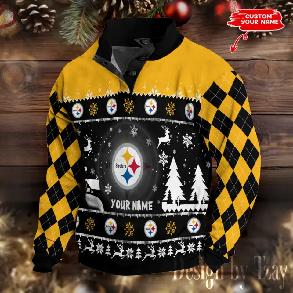 Pittsburgh Steeler Christmas Double Stand Collar - Adult & Kids T-Shirts, Sweatshirts & Hoodies apparel design preview 1