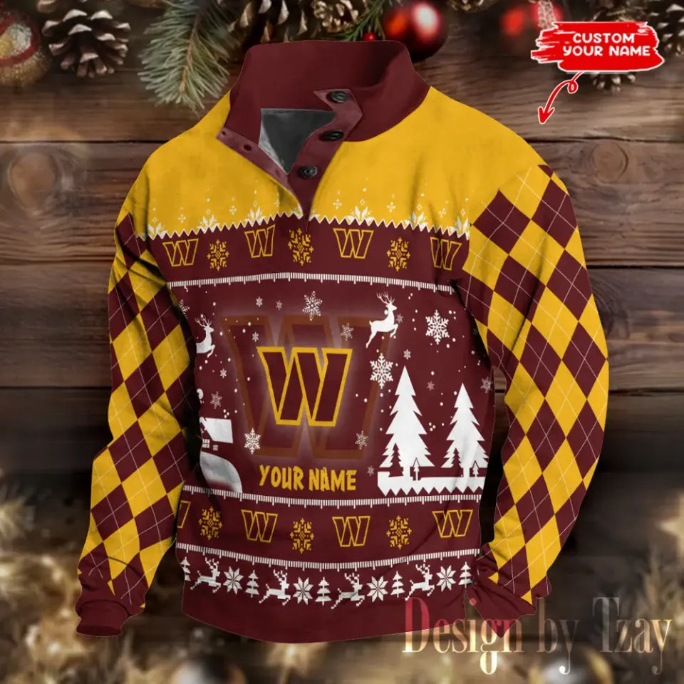 Washington Commanders Christmas Double Stand Collar - Adult & Kids T-Shirts, Sweatshirts & Hoodies apparel design preview 1