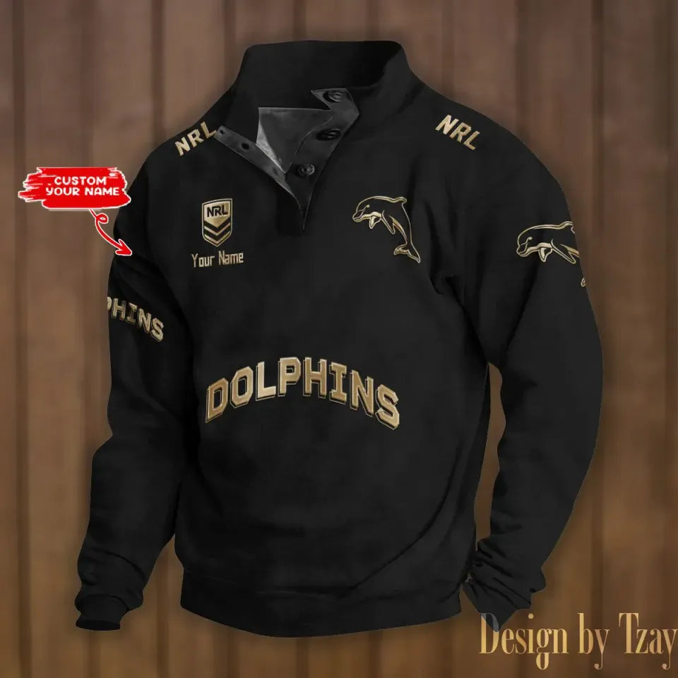Dolphins Double Breasted Stand Collar - Adult & Kids T-Shirts, Sweatshirts & Hoodies apparel design preview 1