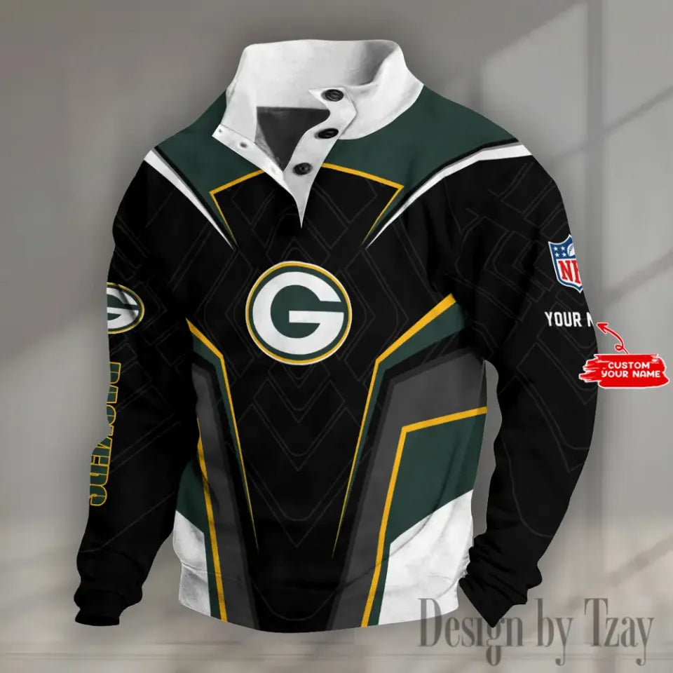 Green Bay Packers football Half Button Stand Collar - Adult & Kids T-Shirts, Sweatshirts & Hoodies apparel design preview 1