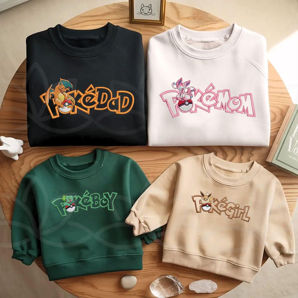Personalized Poka Dad and Mom Embroidered PKM Family - Adult & Kids T-Shirts, Sweatshirts & Hoodies apparel design preview 1
