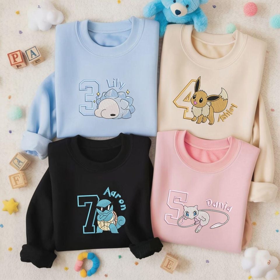 Personalized Poke Birthday Embroidered Family - Adult & Kids T-Shirts, Sweatshirts & Hoodies apparel design preview 1
