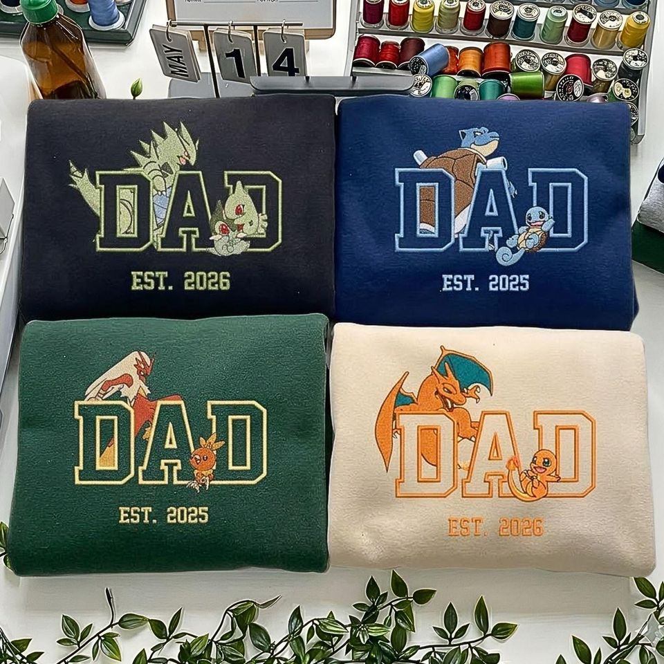 PokaDad Embroidered with Custom Anime Characters for - Adult & Kids T-Shirts, Sweatshirts & Hoodies apparel design preview 1