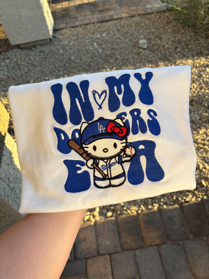 Embroidered Kitty In My Dodgers Baseball - Adult & Kids T-Shirts, Sweatshirts & Hoodies apparel design preview 1