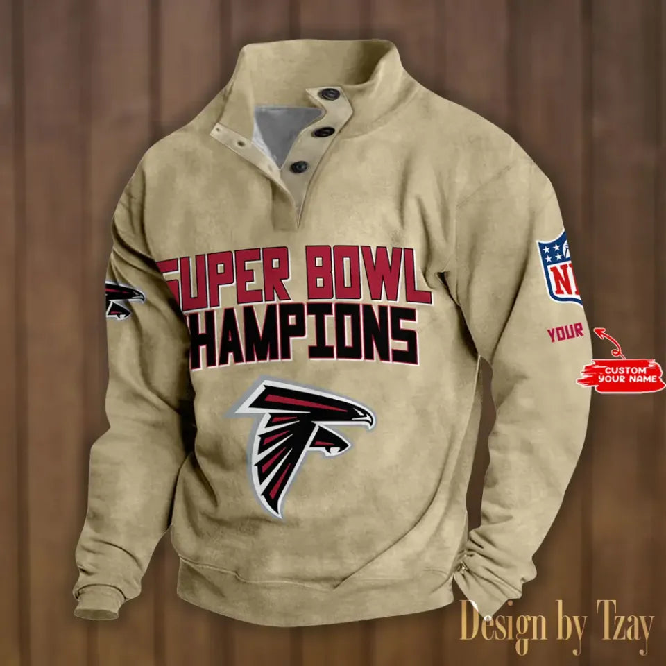 Atlanta Falcons Double Breasted Stand Collar - Adult & Kids T-Shirts, Sweatshirts & Hoodies apparel design preview 1