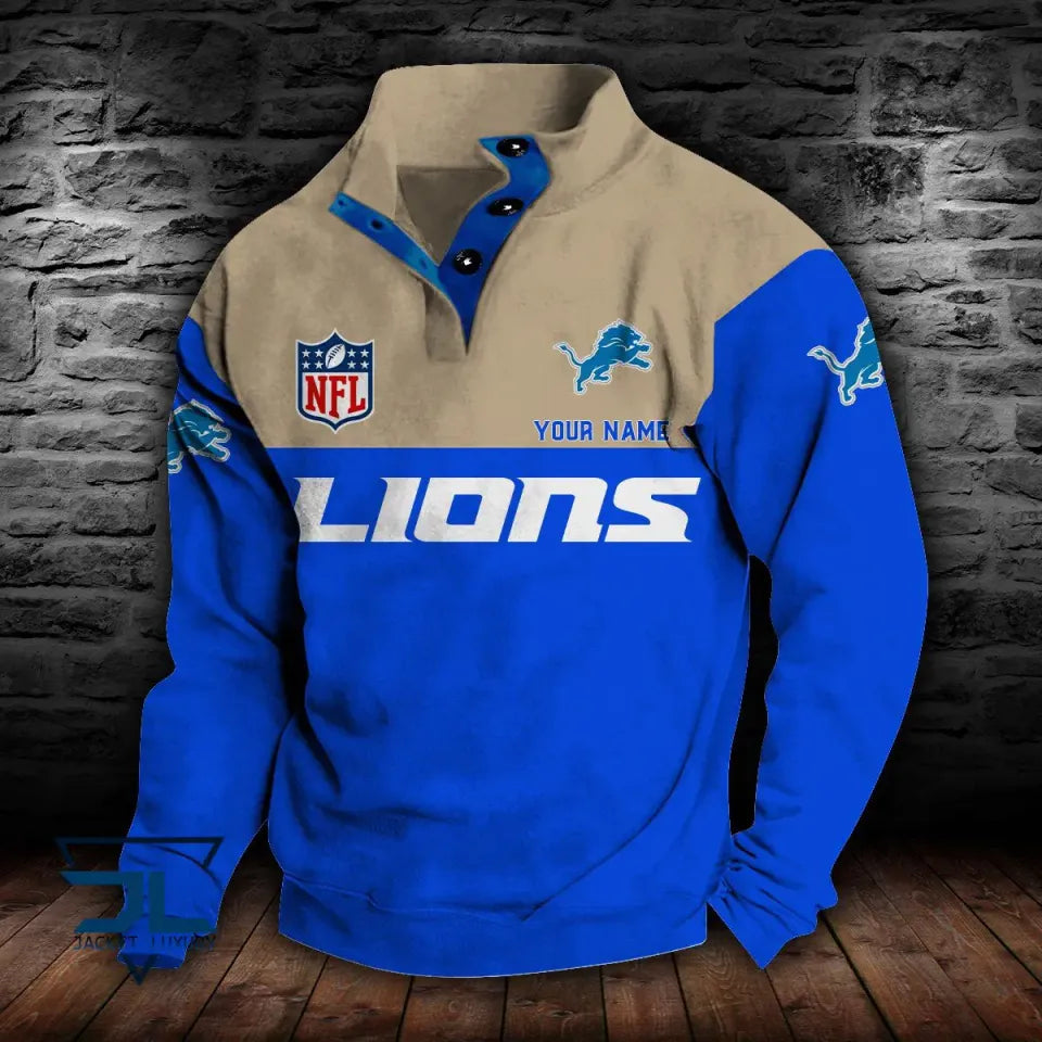 Detroit Lions Double Breasted Stand Collar - Adult & Kids T-Shirts, Sweatshirts & Hoodies apparel design preview 1