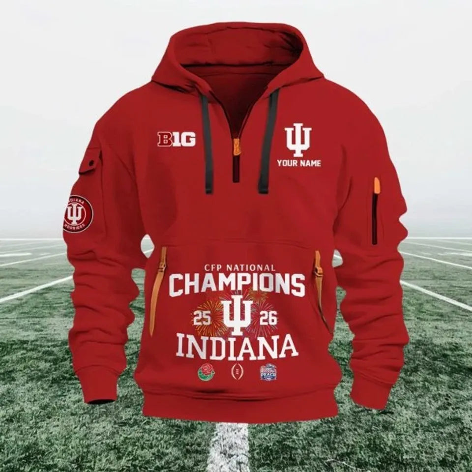 IU Big Ten 2026 CFP National Champions Quarter Zip - Adult & Kids T-Shirts, Sweatshirts & Hoodies apparel design preview 1