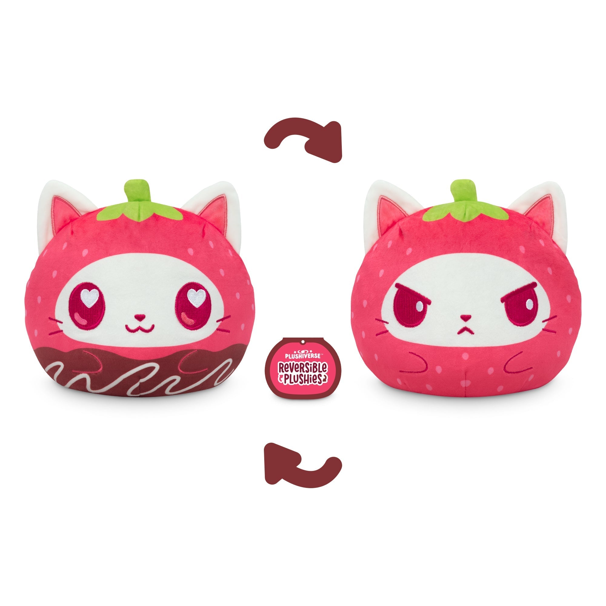 Chocolate Strawberry Cat 6" Reversible Plushie - Adult & Kids T-Shirts, Sweatshirts & Hoodies apparel design preview 1