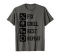 Fix Grill Rest Repeat Funny Dad Mechanic T-Shirt - Custom Art Print Unisex - T-Shirt, Sweatshirt, Hoodie