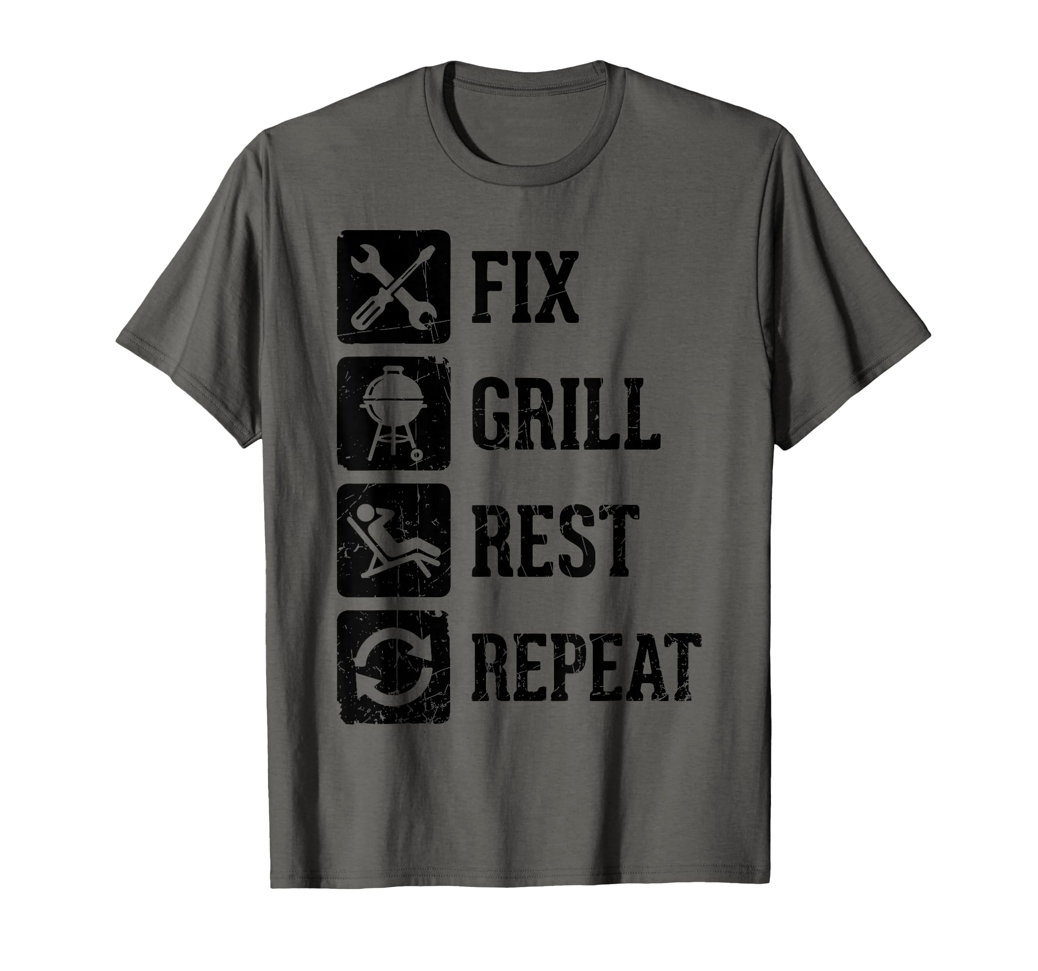 Fix Grill Rest Repeat Funny Dad Mechanic T-Shirt - Custom Art Print Unisex - T-Shirt, Sweatshirt, Hoodie