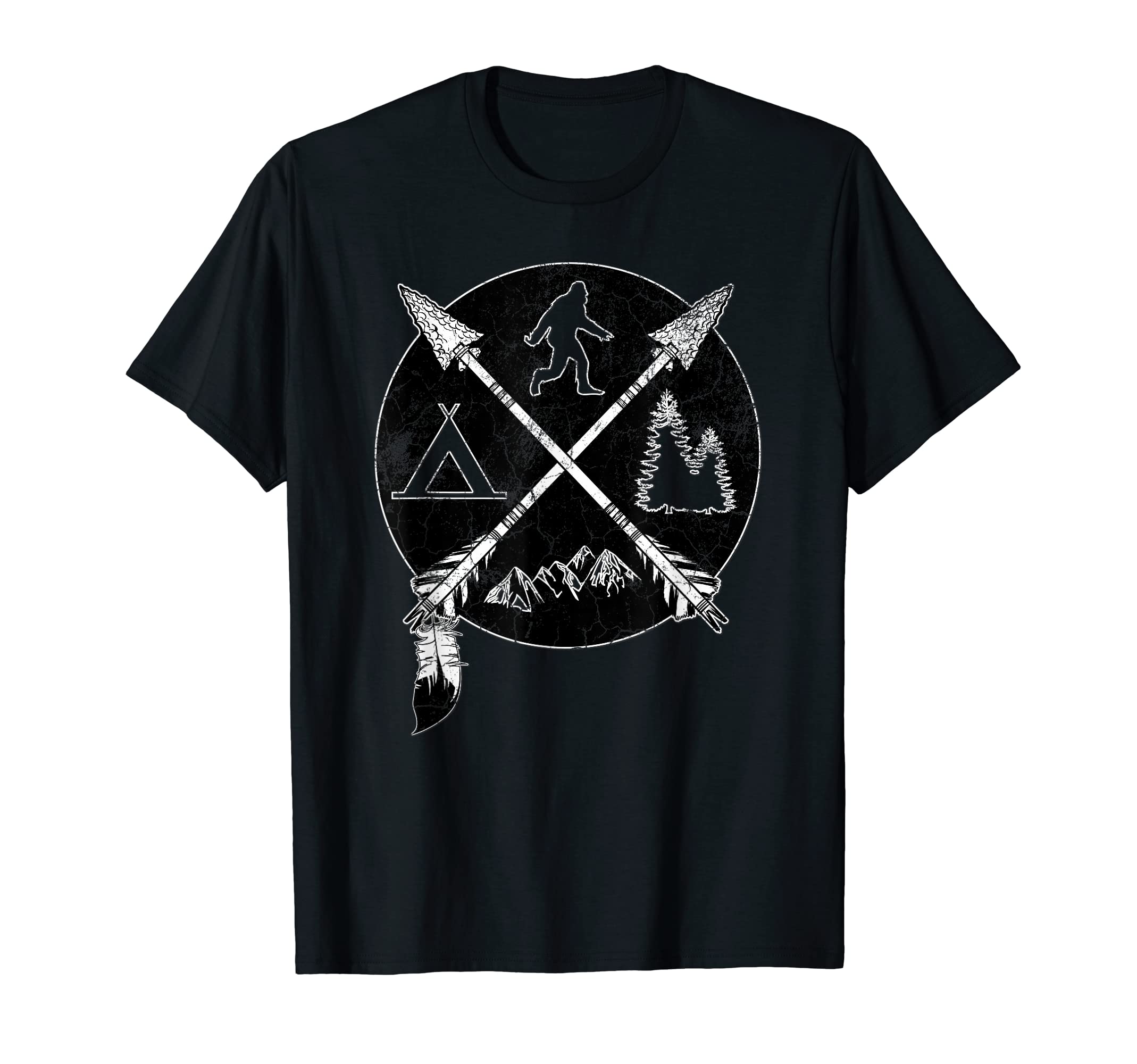 Camping Arrow Funny Dad Bigfoot Mountains T-Shirt - Trendy Graphic Unisex - T-Shirt, Sweatshirt, Hoodie