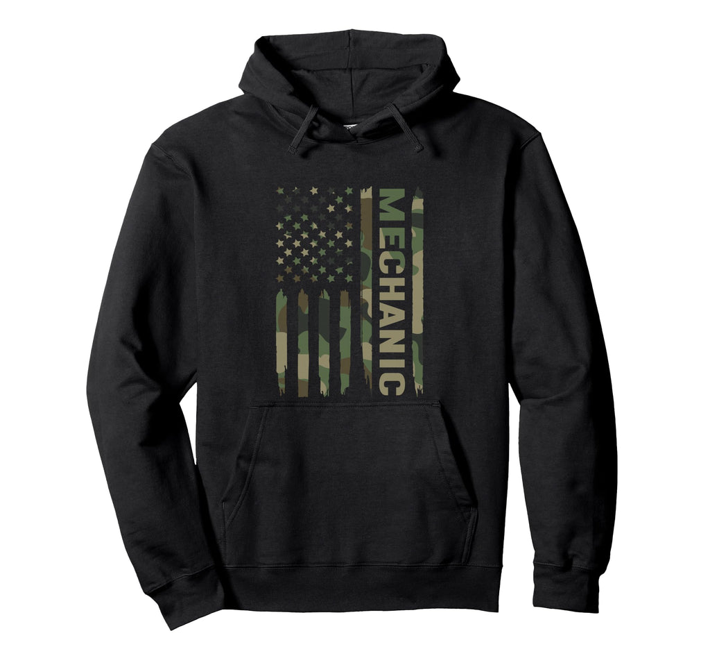 Mechanic Camo American Flag Technician Hoodie - Unique Graphic for Adults - T-Shirt, Sweatshirt, Hoodie