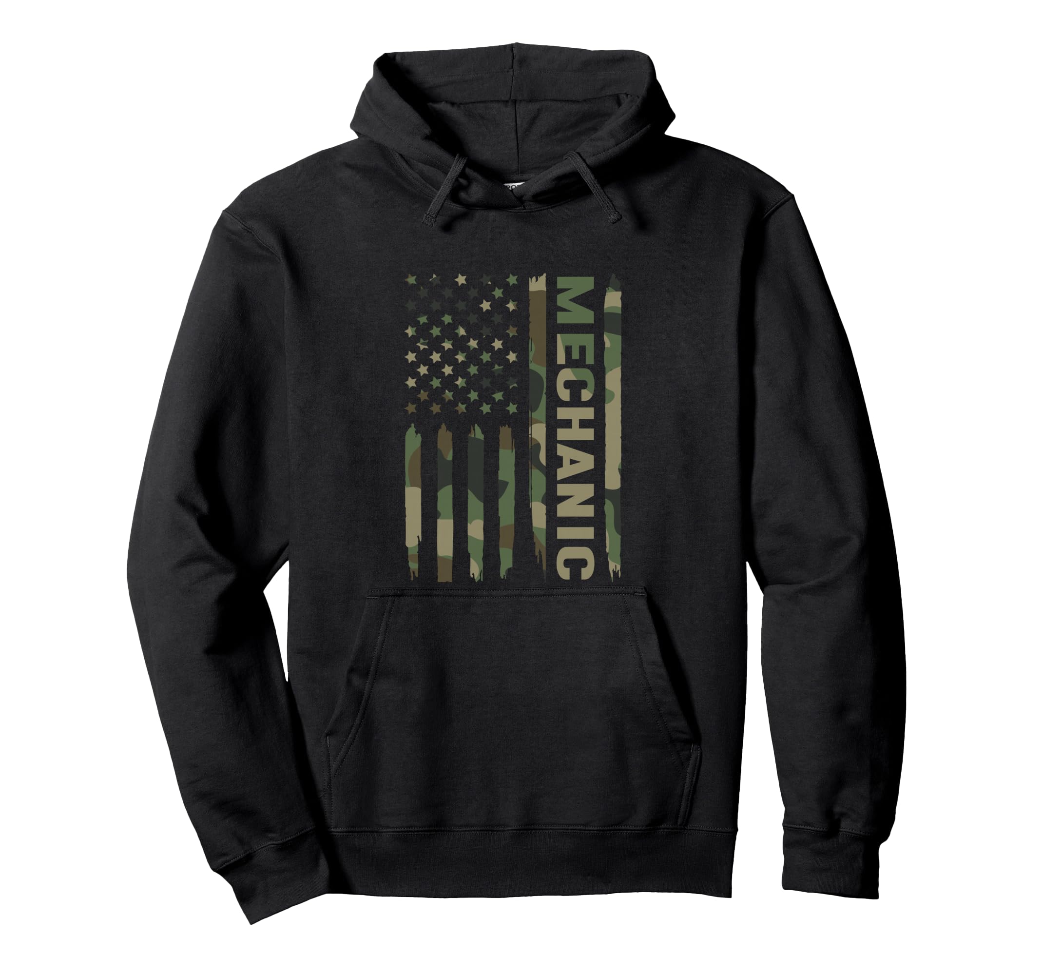 Mechanic Camo American Flag Technician Hoodie - Unique Graphic for Adults - T-Shirt, Sweatshirt, Hoodie