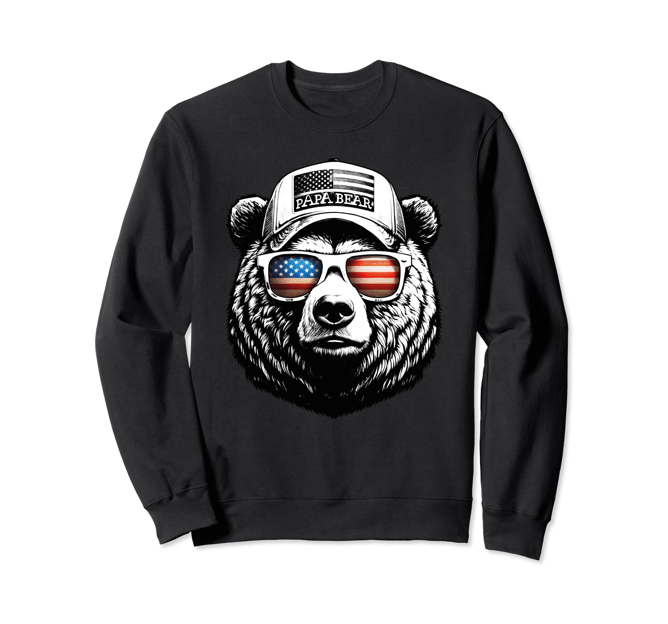 Papa Bear Face Sunglases 4Th July Sweatshirt - Novelty Apparel Unisex - T-Shirt, Sweatshirt, Hoodie