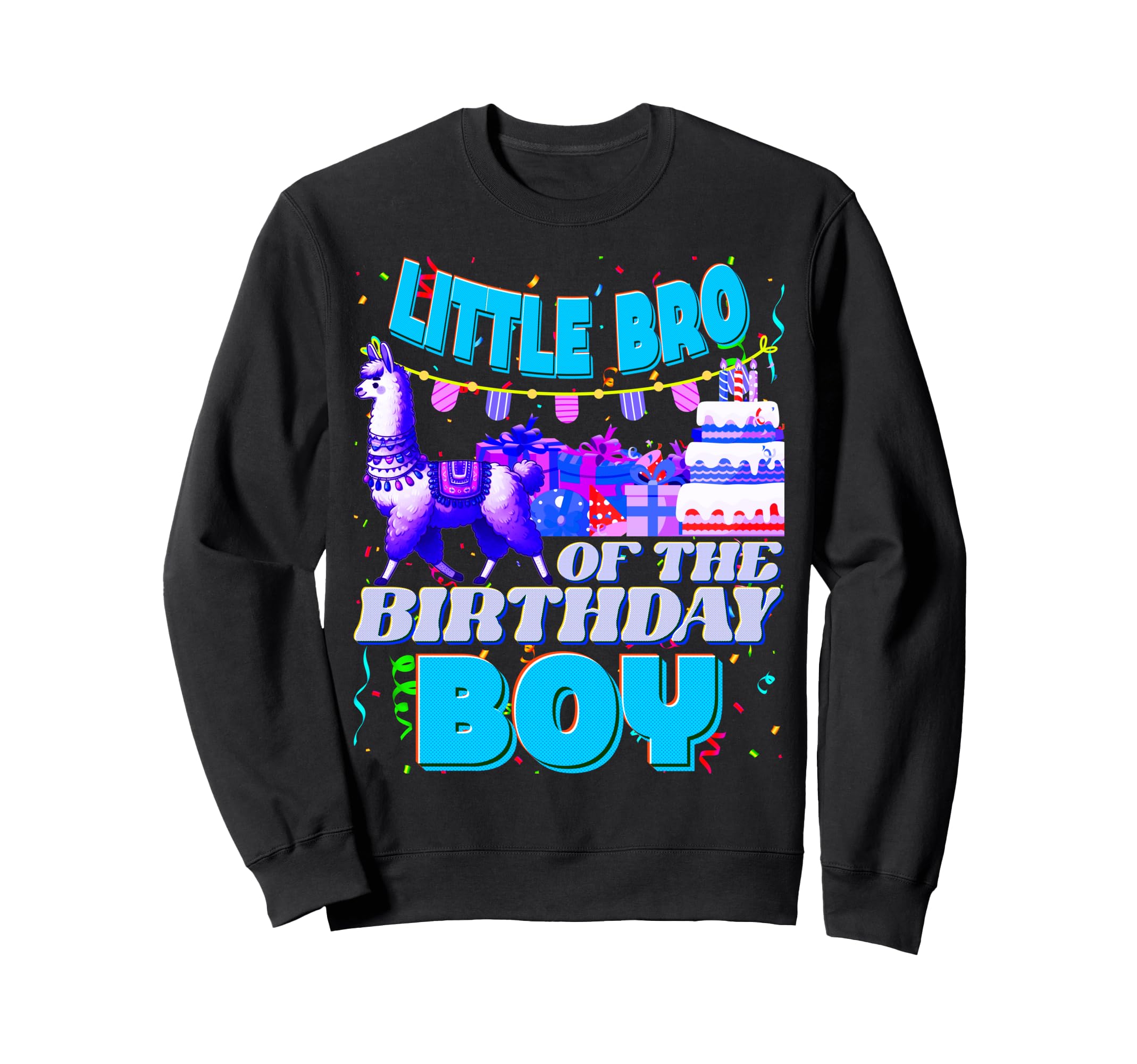 Little Bro Birthday Llama Dad And Dad Sweatshirt - Graphic Print Unisex - T-Shirt, Sweatshirt, Hoodie