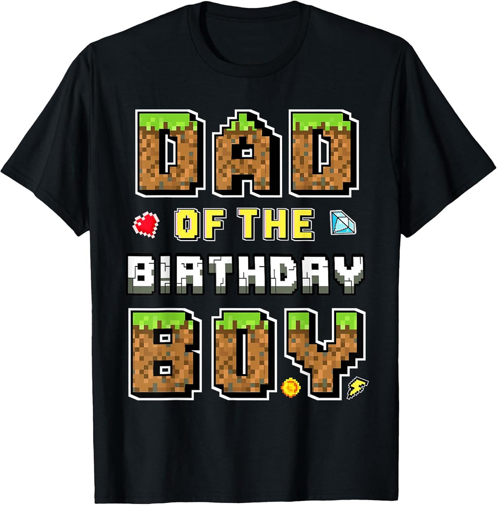 Dad Of The Birthday Boy Gamer Pixel Party Matching - Adult & Kids T-Shirts, Sweatshirts & Hoodies apparel design preview 1