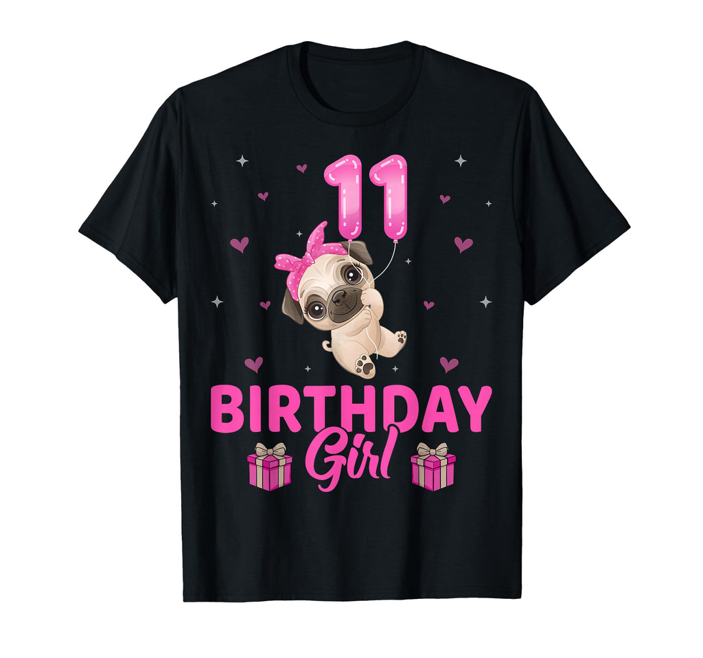 Birthday 11 Years Old Pug Dogs 11Th T-Shirt - Aesthetic Graphic for Adults - T-Shirt, Sweatshirt, Hoodie