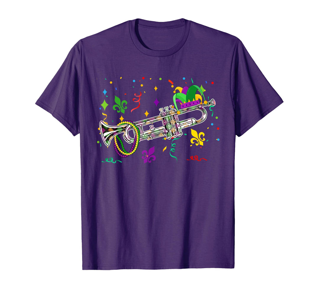 Mardi Gras Trumpet Jester Hat Beads T-Shirt - Minimalist Print Unisex - T-Shirt, Sweatshirt, Hoodie