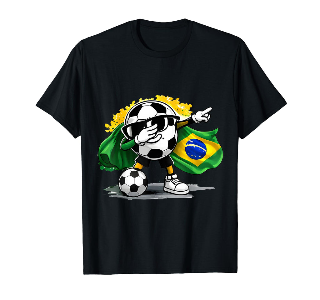 Dabbing Ball Soccer Brazil Flag T-Shirt - Fun Novelty Design Unisex - T-Shirt, Sweatshirt, Hoodie