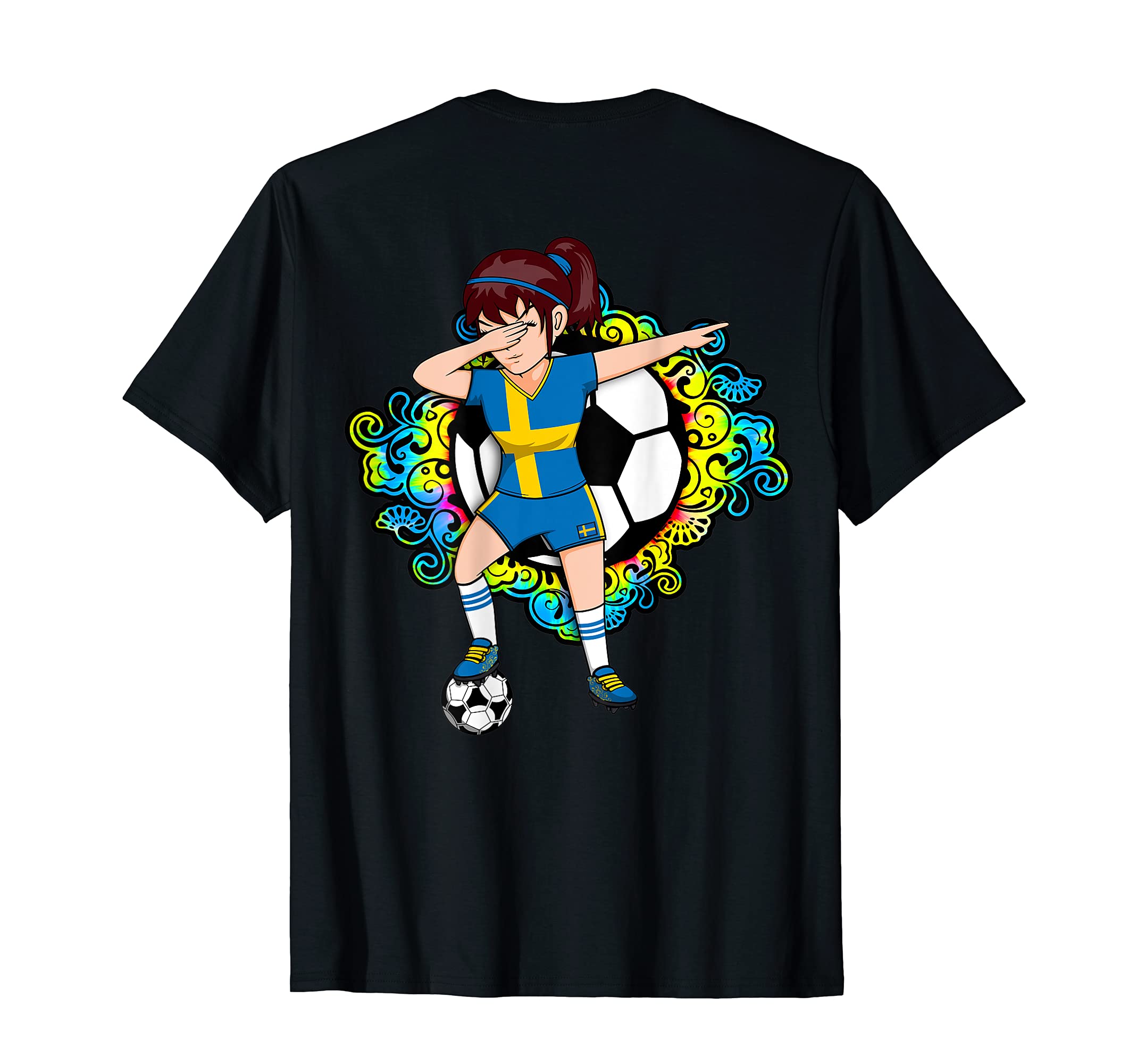 Dabbing Soccer Sweden Fan Jersey Floral T-Shirt - Unique Graphic Men Women - T-Shirt, Sweatshirt, Hoodie