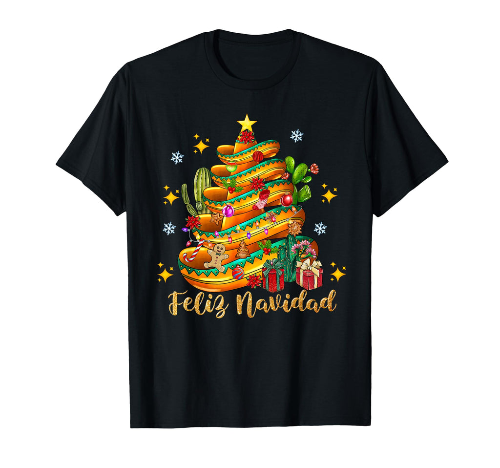 Feliz Navidad 2025 Santa Hat Tree T-Shirt - Minimalist Print for Adults - T-Shirt, Sweatshirt, Hoodie