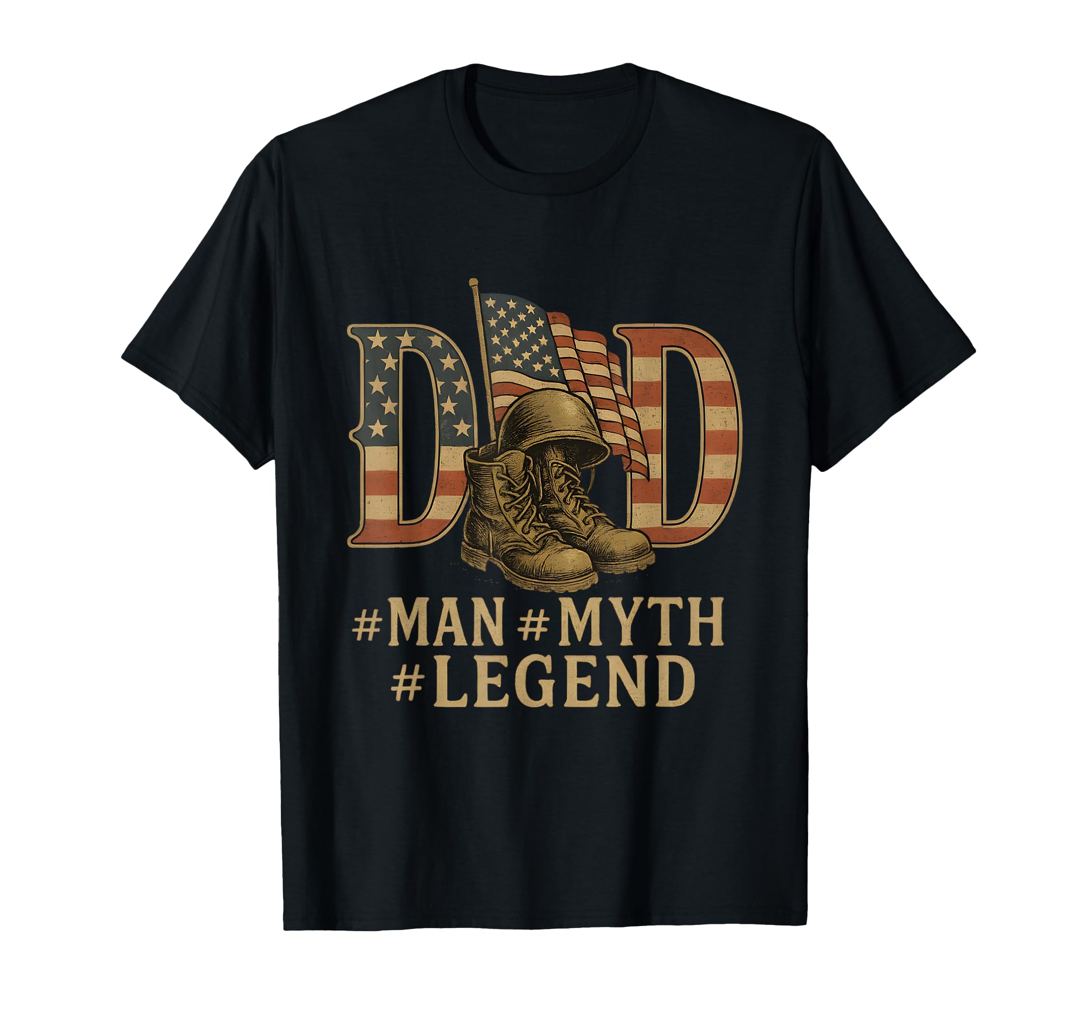 Dad Myth Legend Usa Flag Veteran Dad T-Shirt - Graphic Print Men Women - T-Shirt, Sweatshirt, Hoodie