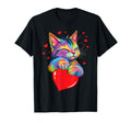 Valentines Day Cat And Love Heart Cats T-Shirt - Custom Art Print Unisex - T-Shirt, Sweatshirt, Hoodie