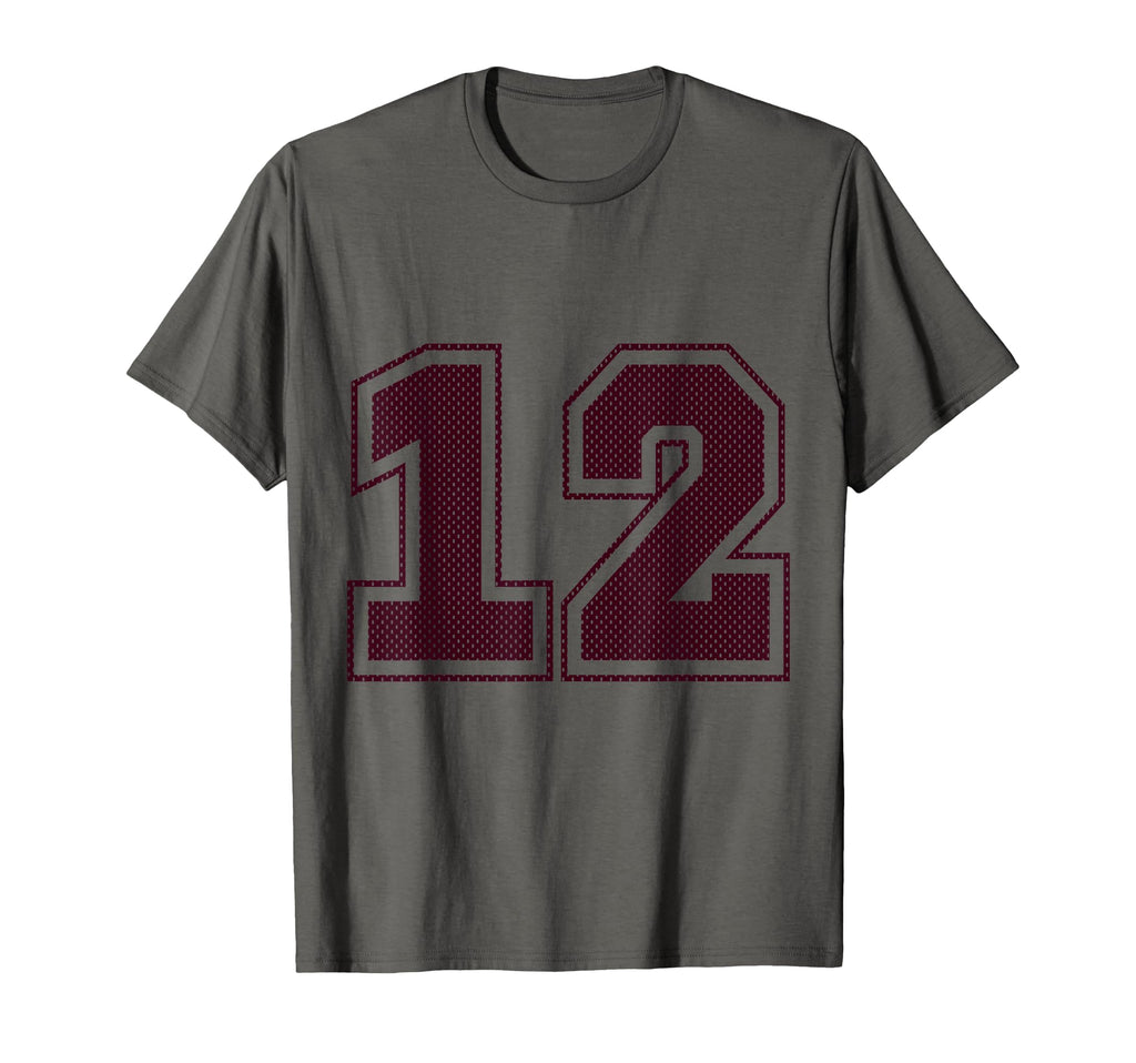Sports 12 Maroon Mesh Jersey T-Shirt - Minimalist Print Men Women - T-Shirt, Sweatshirt, Hoodie