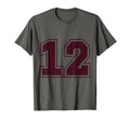 Sports 12 Maroon Mesh Jersey T-Shirt - Minimalist Print Men Women - T-Shirt, Sweatshirt, Hoodie