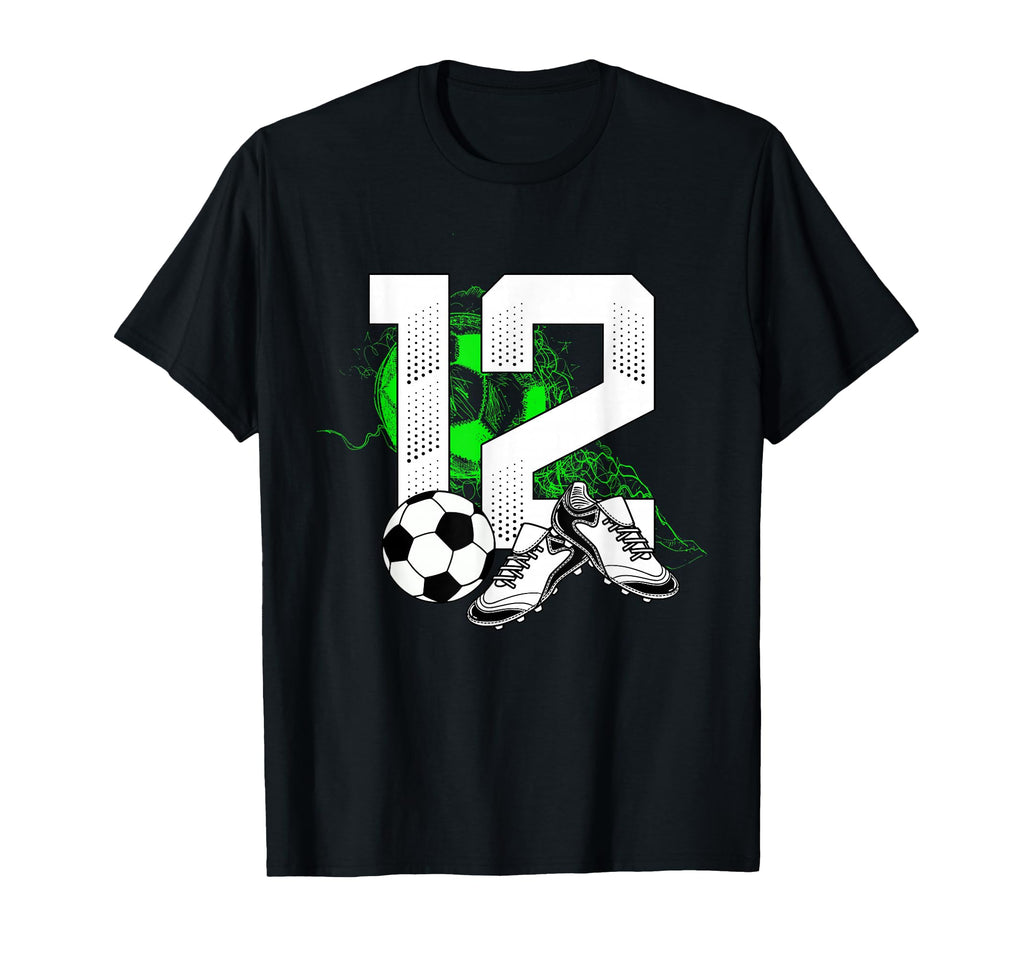 12Th Birthday Soccer Player Football 12 T-Shirt - Minimalist Print Unisex - T-Shirt, Sweatshirt, Hoodie