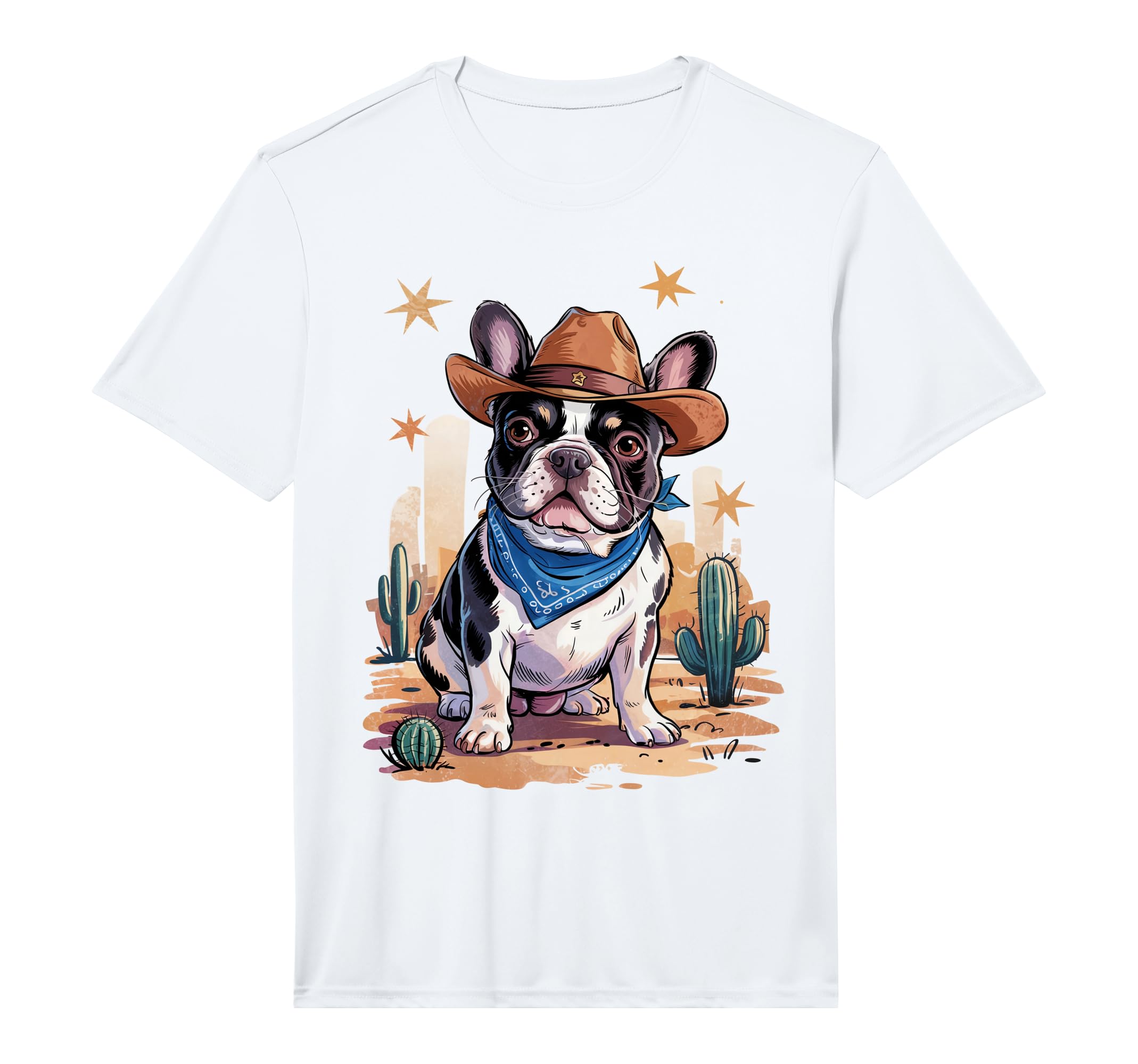 French Bulldog Cowboy Dog Western Frenchie T-Shirt - Unique Graphic Unisex - T-Shirt, Sweatshirt, Hoodie
