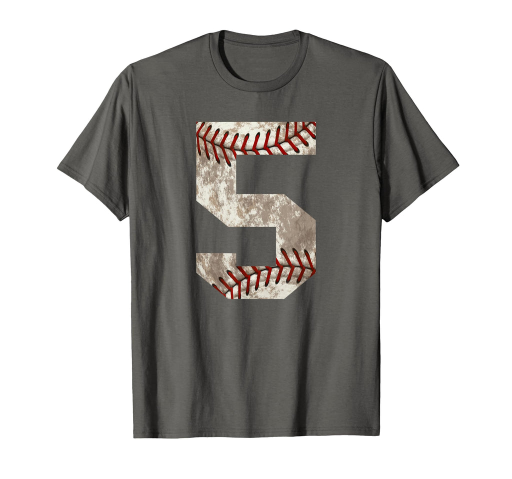 Baseball Jersey Number 5 Distressed Ball T-Shirt - Graphic Print Unisex - T-Shirt, Sweatshirt, Hoodie