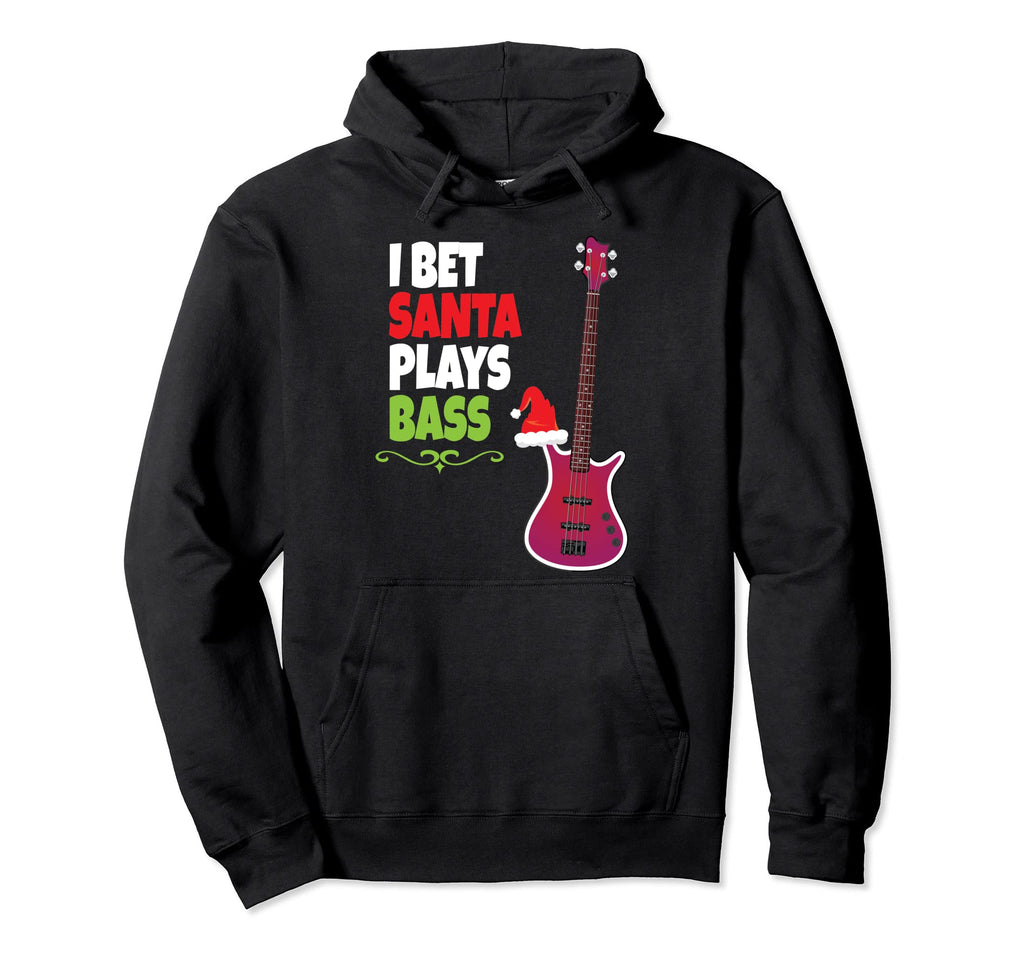Gift Bass Guitar Player Santa Hoodie - Aesthetic Graphic for Adults - T-Shirt, Sweatshirt, Hoodie