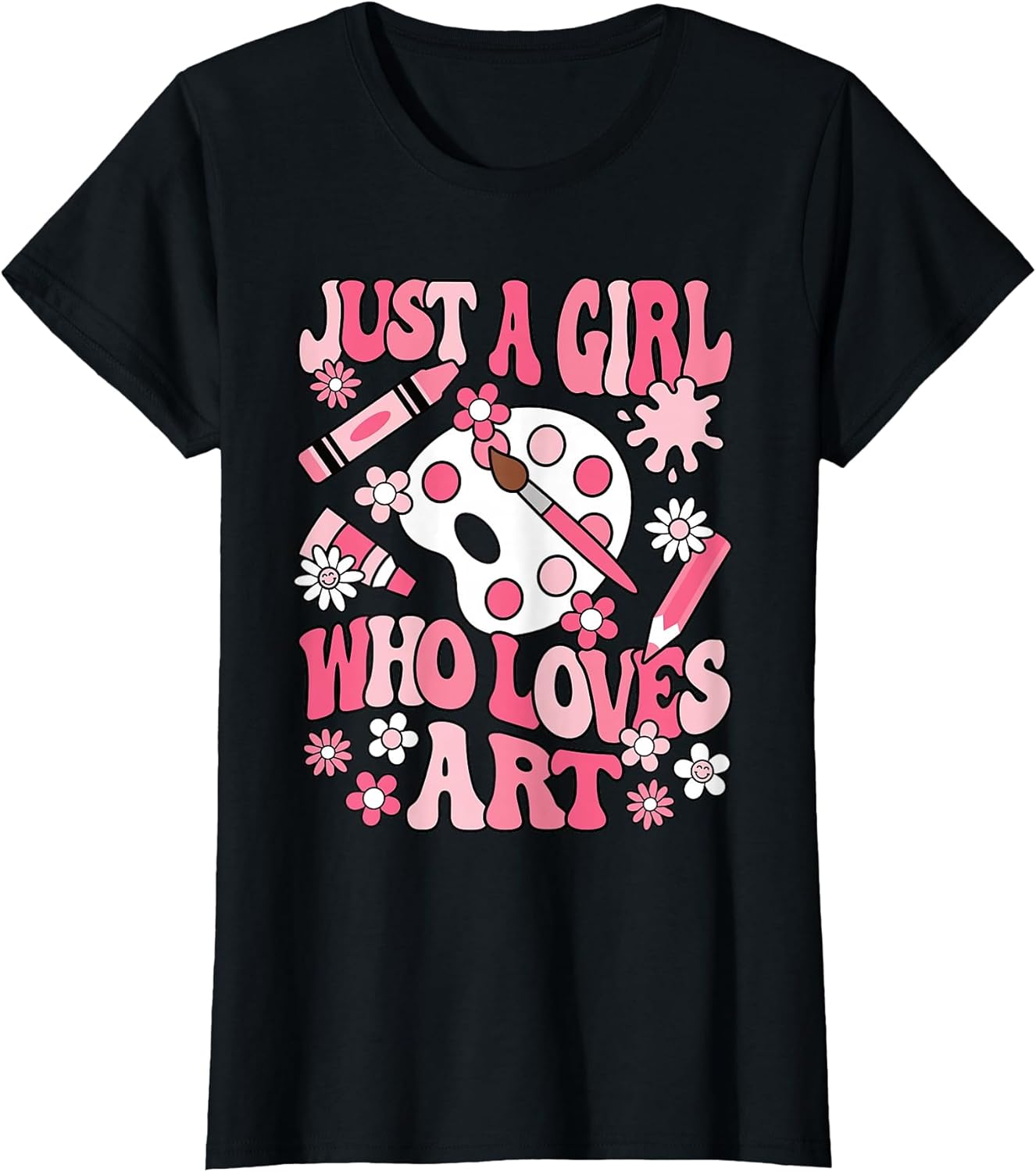 Just A Girl Who Loves Art Painting Artist Girls - Adult & Kids T-Shirts, Sweatshirts & Hoodies apparel design preview 1