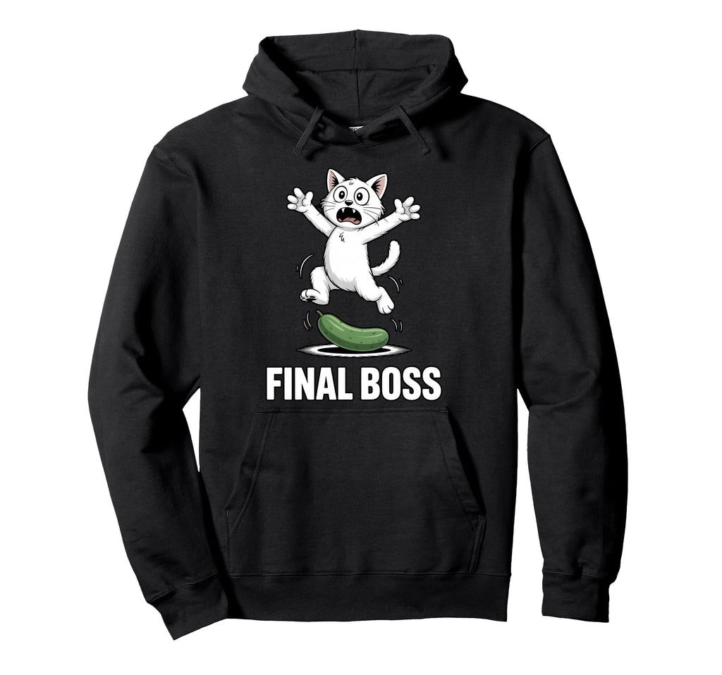 Final Boss Funny Cat Vs Cucumber Hoodie - Custom Art Print Men Women - T-Shirt, Sweatshirt, Hoodie